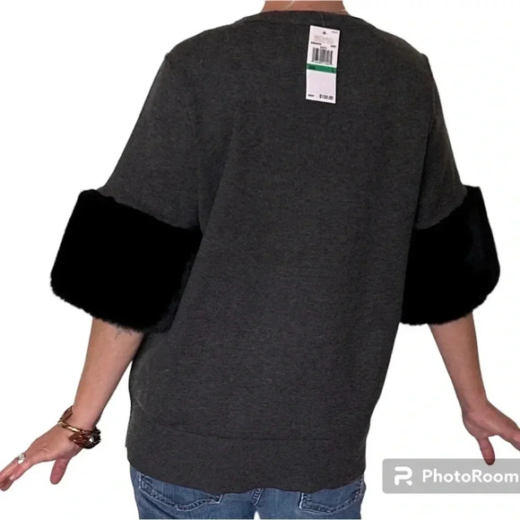 Michael Kors half sleeve faux fur cuffed sweater - Picture 2 of 7